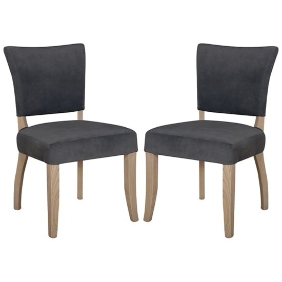 Epping Dark Grey Velvet Dining Chairs, Dark Grey Velvet Dining Chairs With Oak Legs