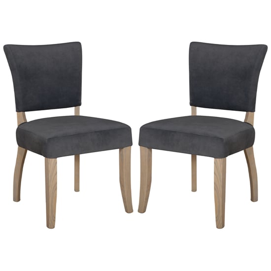 Epping Dark Grey Velvet Dining Chairs With Wooden Legs In Pair
