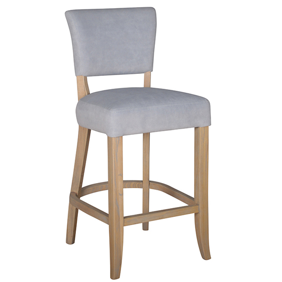 Epping Light Grey Velvet Bar Chairs With Wooden Legs In Pair_2