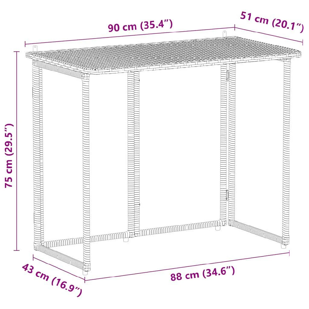 Epping Rattan Garden Folding Dining Table In Black