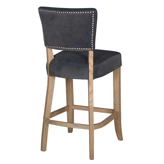 Epping Velvet Bar Chair In Dark Grey With Solid Wooden Legs_2