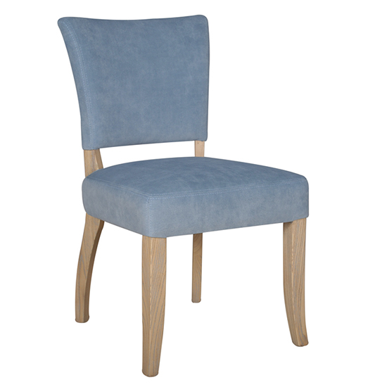 Epping Velvet Dining Chair In Blue With Solid Wooden Legs