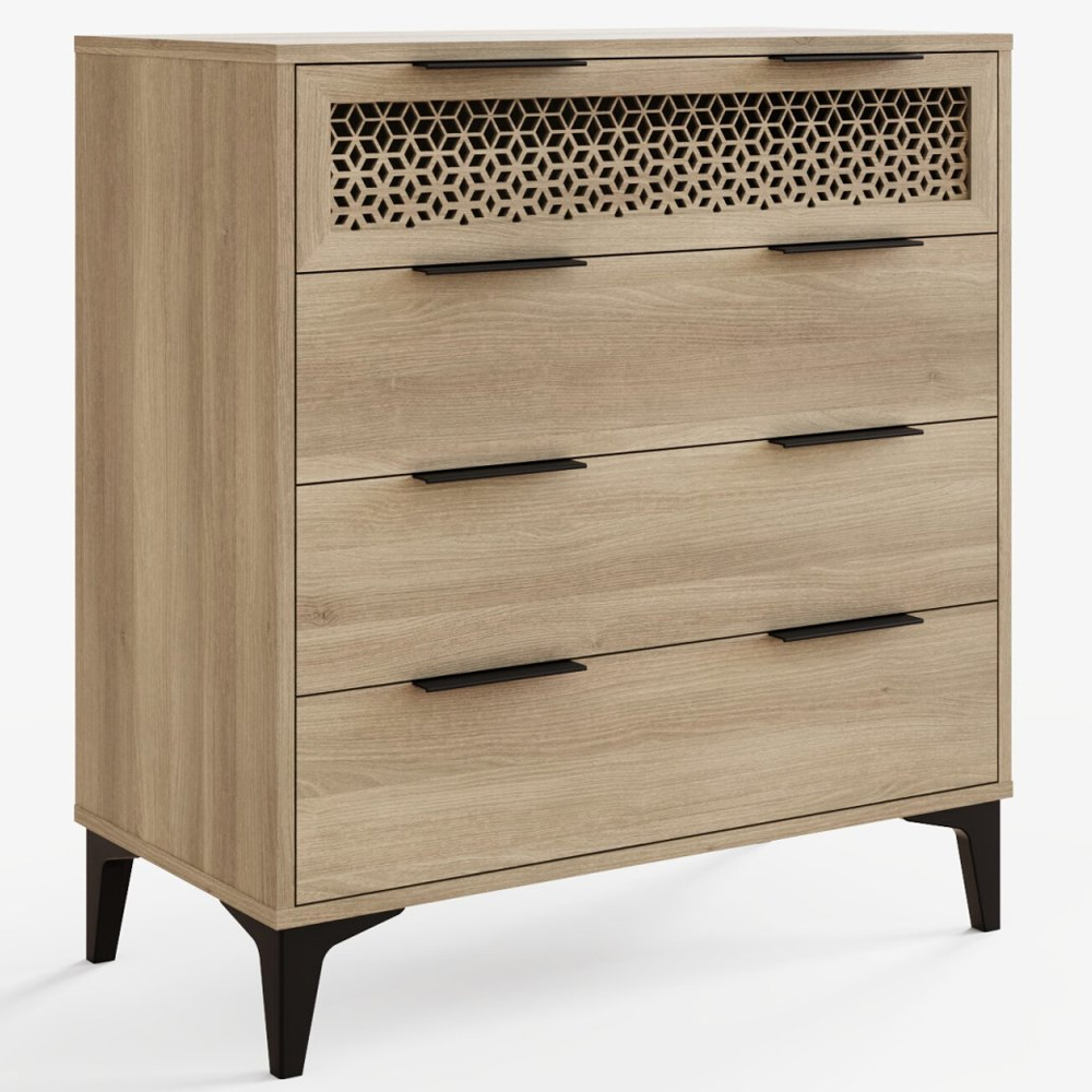 Epping Wooden Chest Of 4 Drawers - Oak