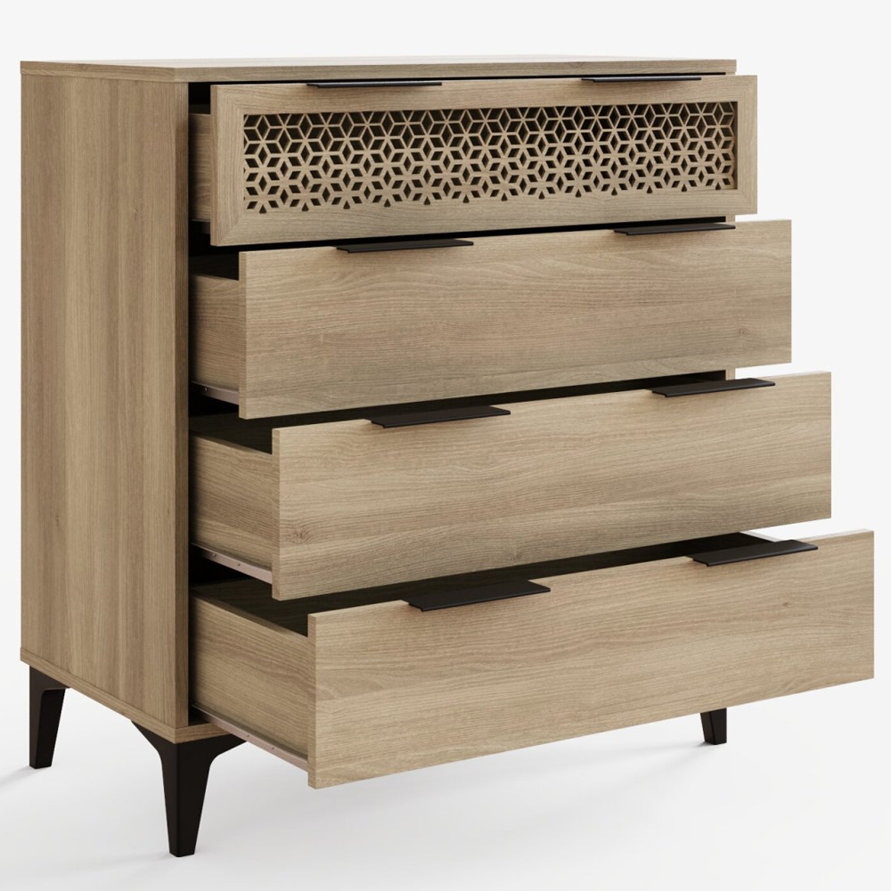 Epping Wooden Chest Of 4 Drawers - Oak