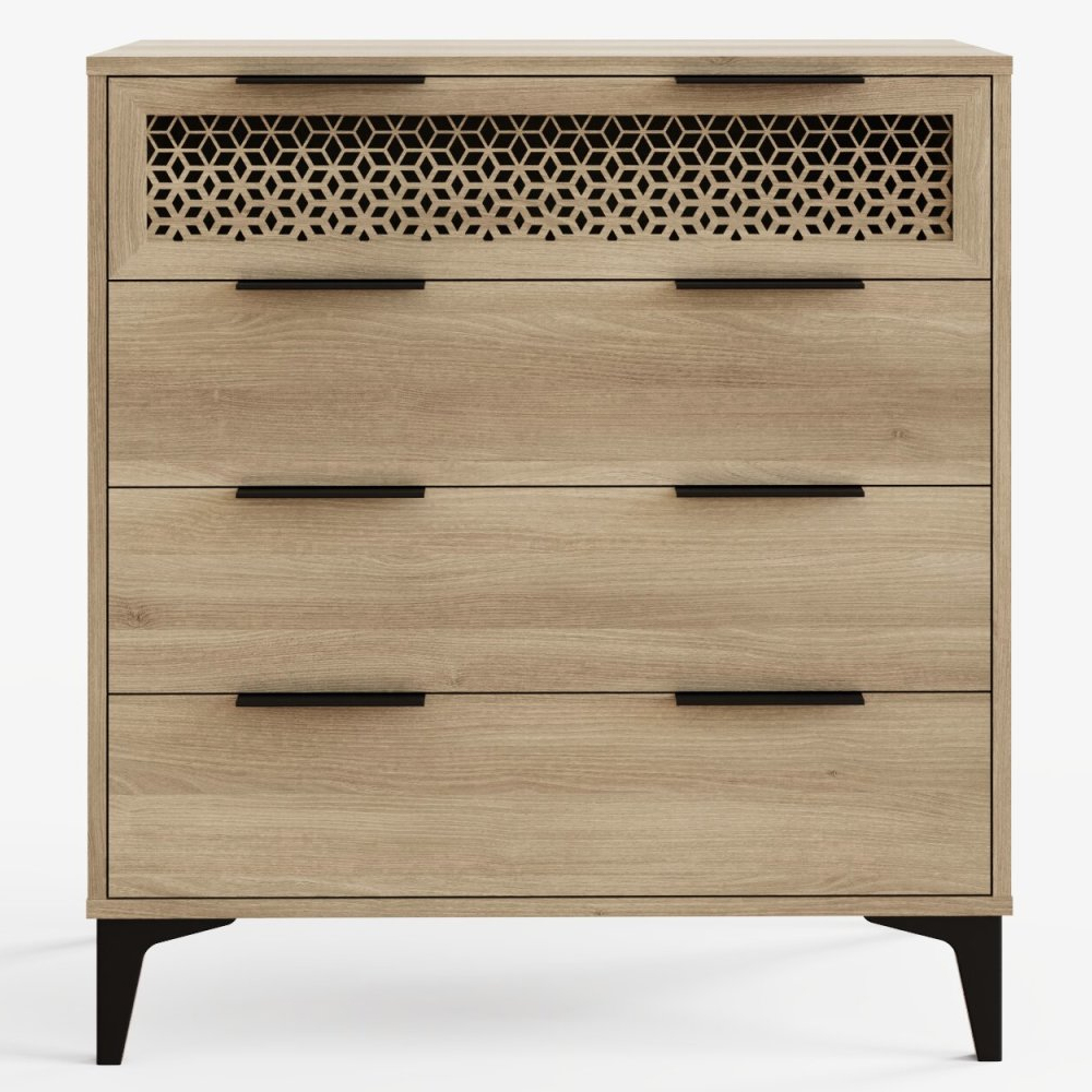 Epping Wooden Chest Of 4 Drawers - Oak