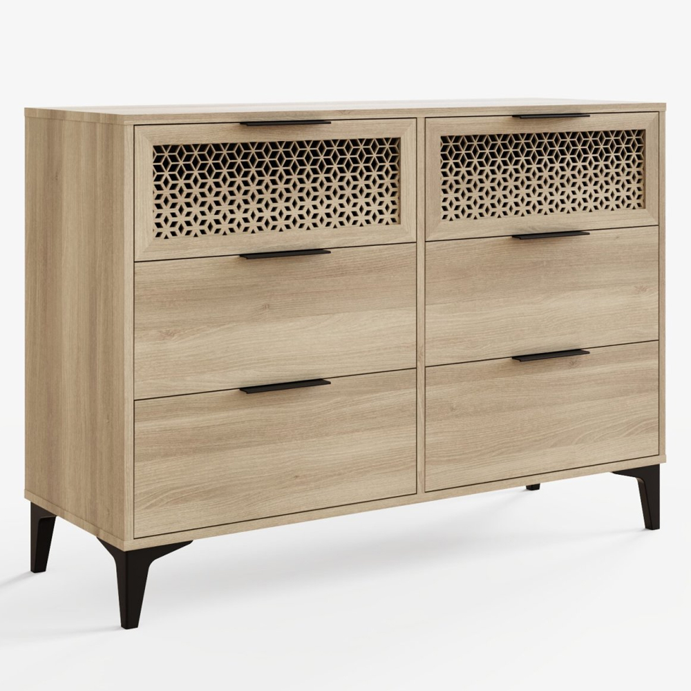 Epping Wooden Chest Of 6 Drawers - Oak