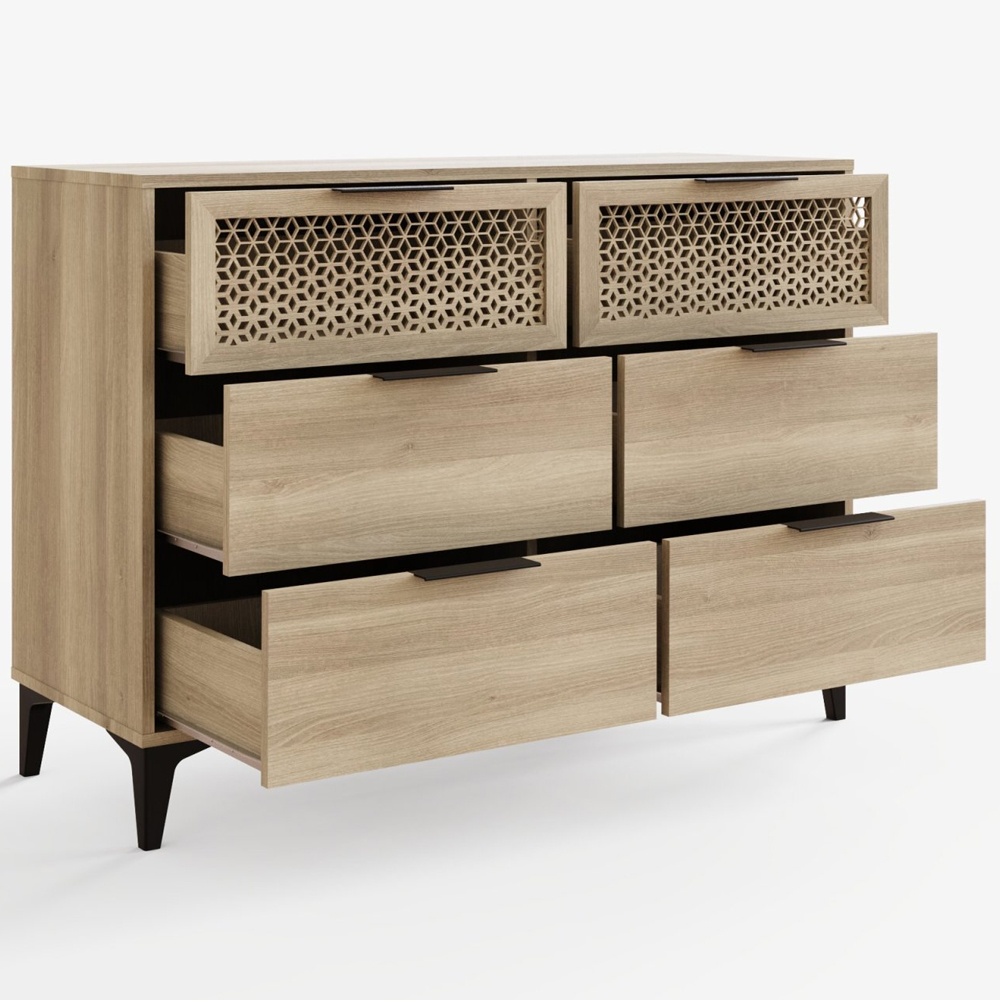 Epping Wooden Chest Of 6 Drawers - Oak