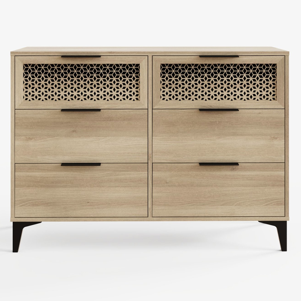 Epping Wooden Chest Of 6 Drawers - Oak