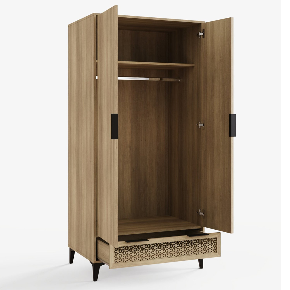 Epping Wooden Wardrobe With 2 Doors - Oak