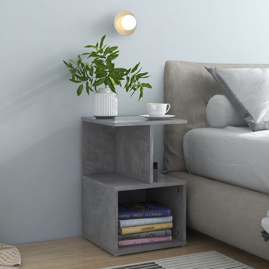 Product photograph of Eracio Wooden Bedside Cabinet In Concrete Effect from Furniture in Fashion