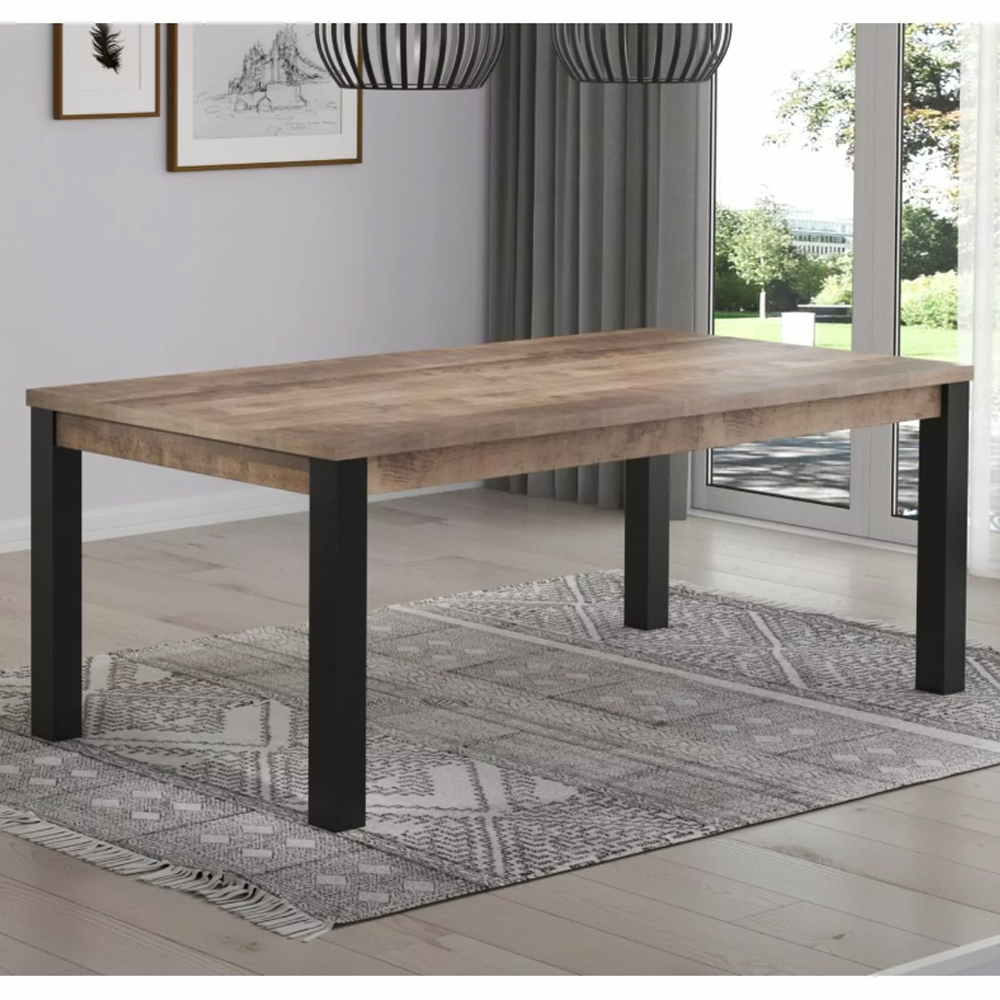 Erbil Large Rectangular Wooden Dining Table In Tobacco Oak