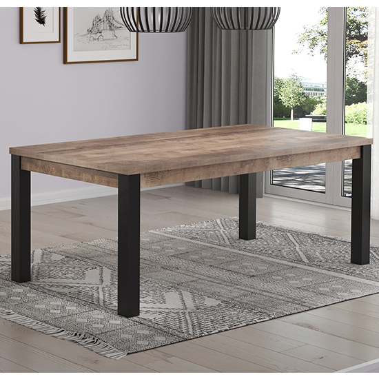 Erbil Rectangular 200cm Wooden Dining Table In Tobacco Oak thumbnail