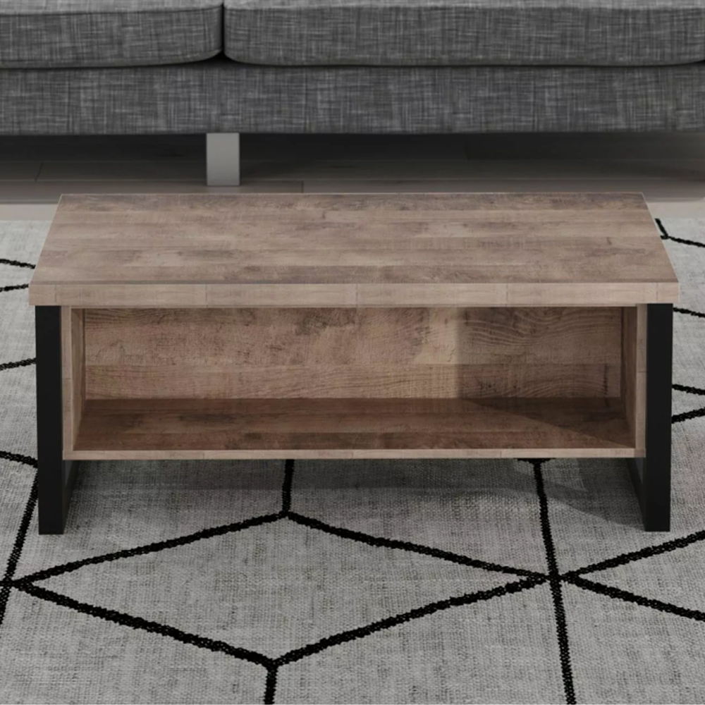 Erbil Rectangular Wooden Coffee Table In Tobacco Oak