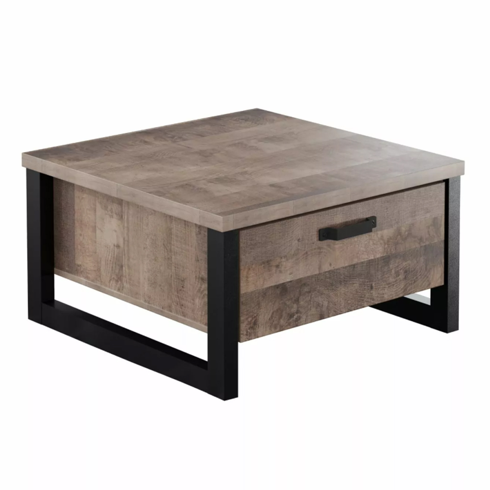Erbil Square Wooden Coffee Table With 2 Drawers In Tobacco Oak