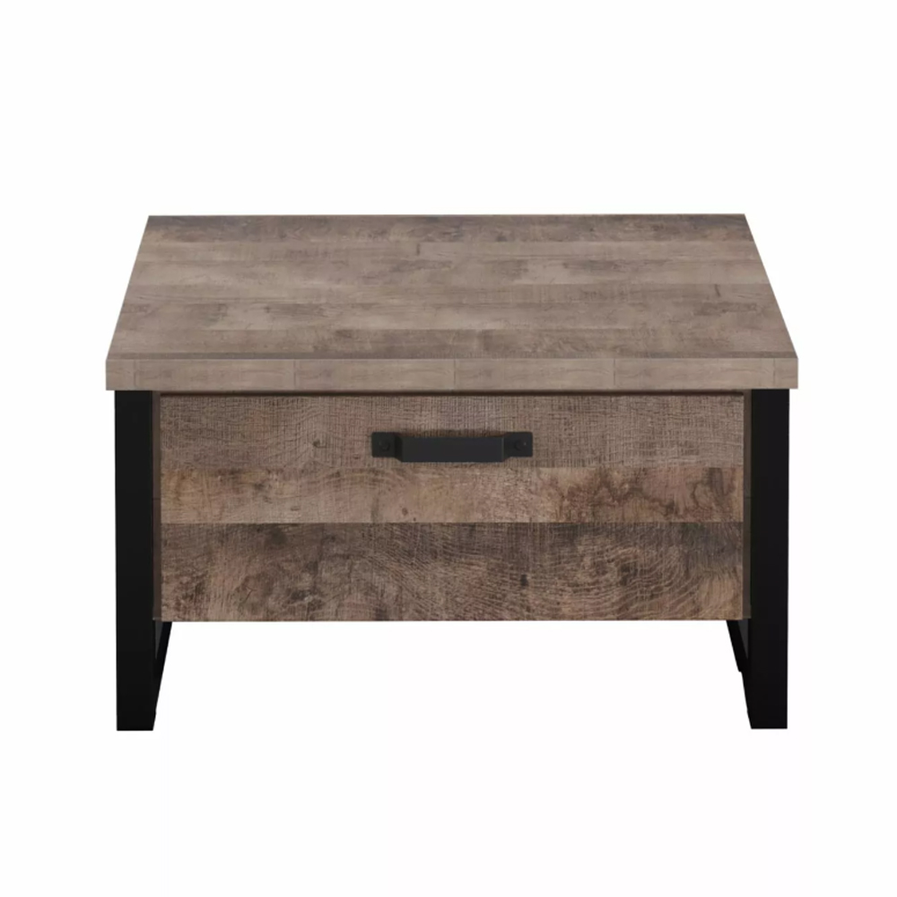 Erbil Square Wooden Coffee Table With 2 Drawers In Tobacco Oak