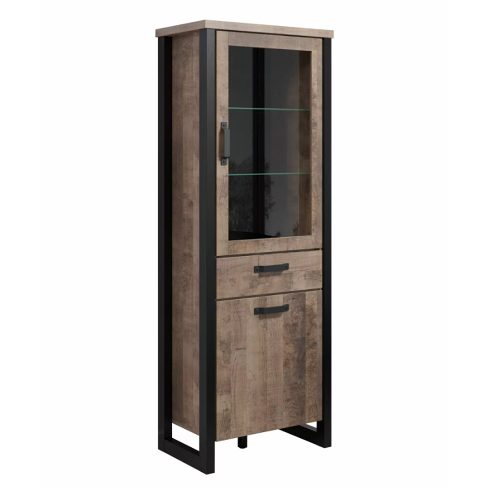 Erbil Wooden Display Cabinet With 2 Doors In Tobacco Oak