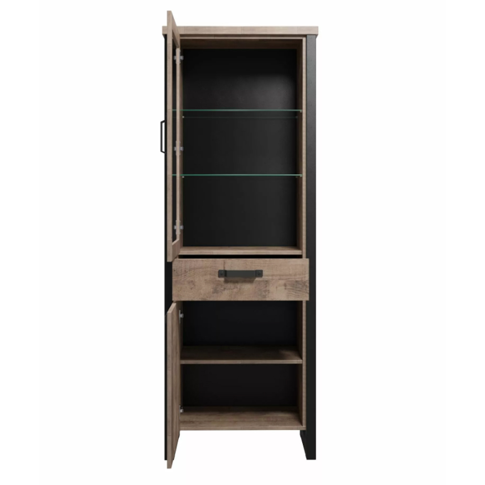 Erbil Wooden Display Cabinet With 2 Doors In Tobacco Oak
