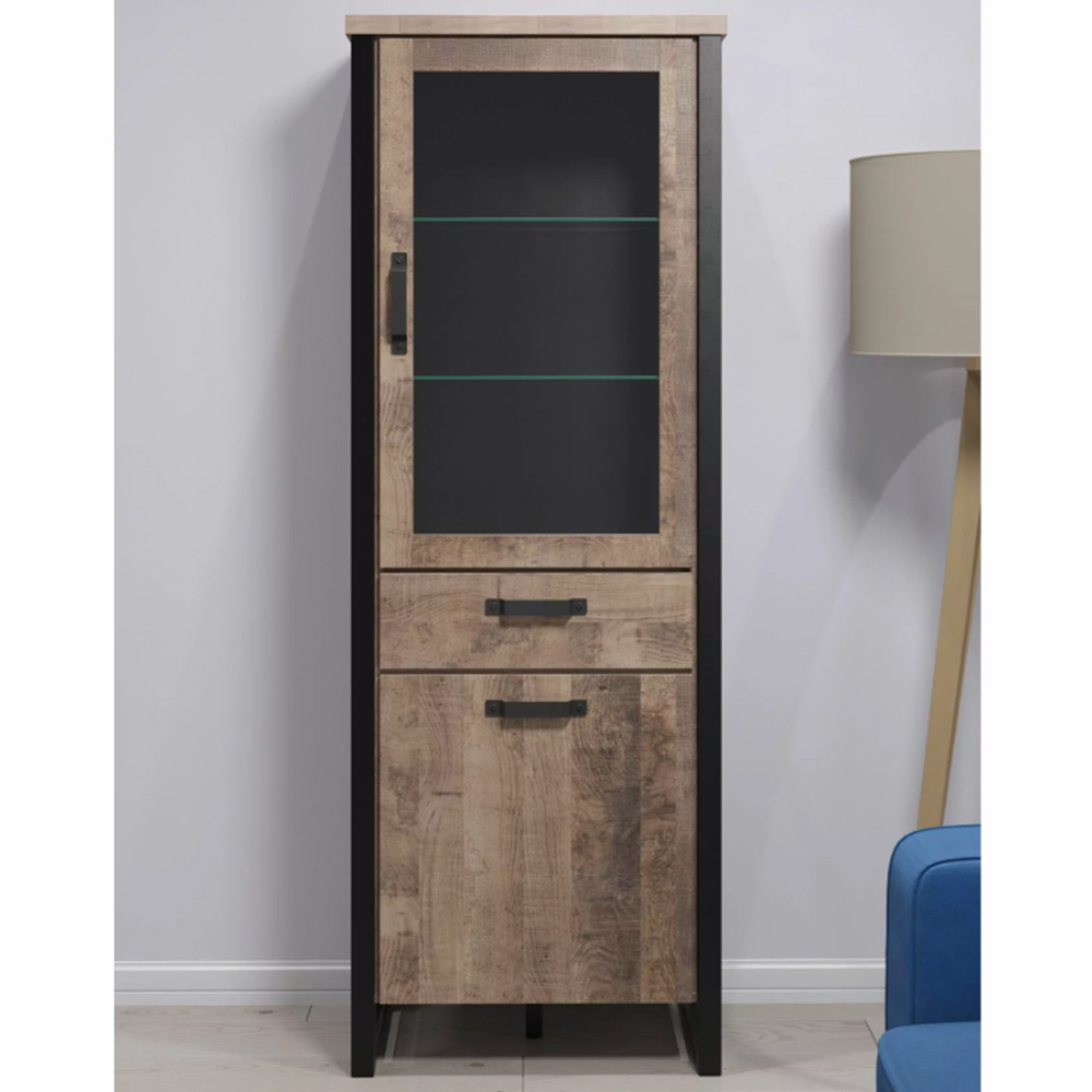 Erbil Wooden Display Cabinet With 2 Doors In Tobacco Oak