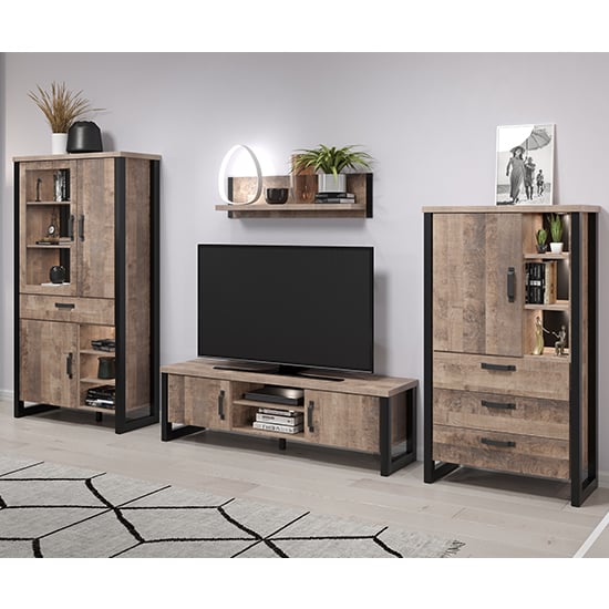 Photo of Erbil wooden living room furniture set 1 in tobacco oak