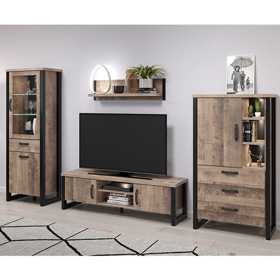 Photo of Erbil wooden living room furniture set in tobacco oak