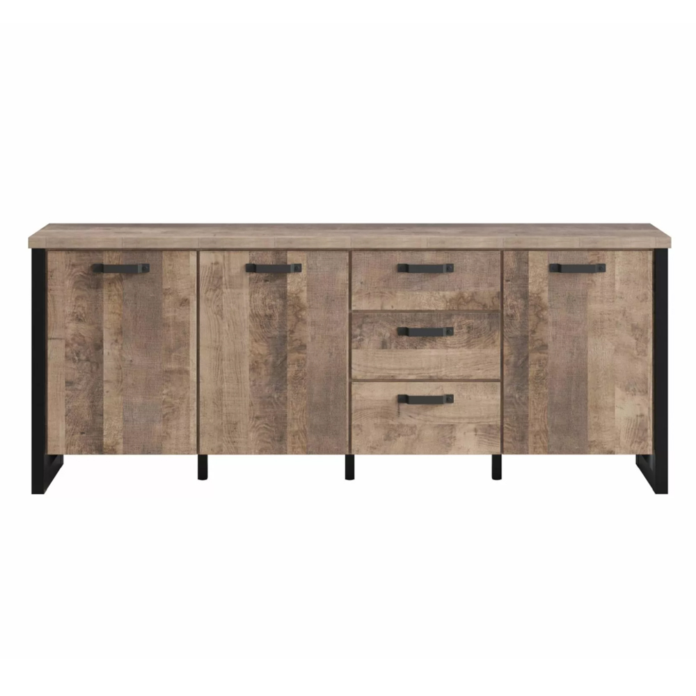 Erbil Wooden Sideboard With 3 Doors 3 Drawers In Tobacco Oak