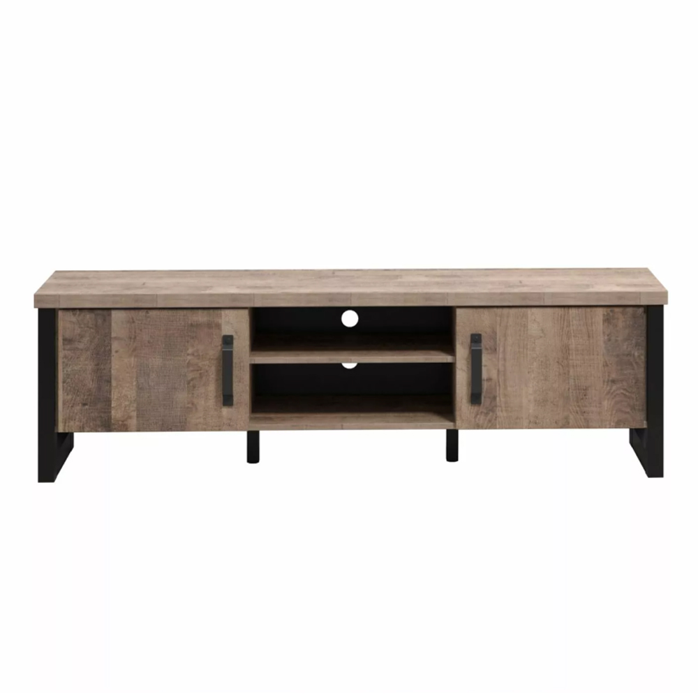 Erbil Wooden TV Stand With 2 Doors And Shelf In Tobacco Oak