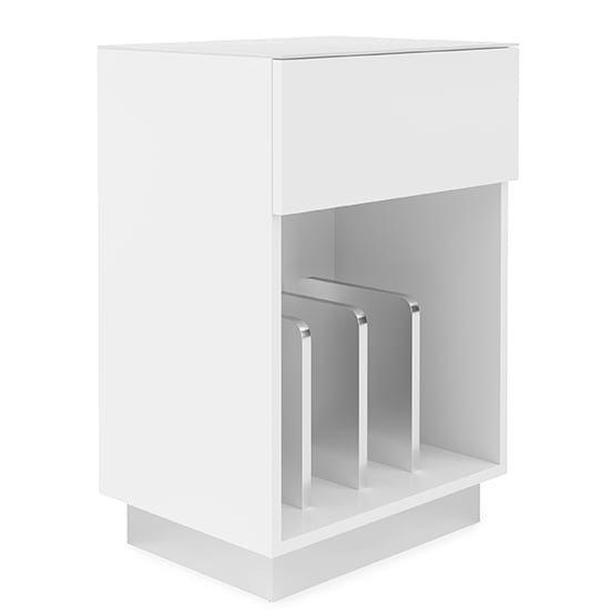 Ercis High Gloss Turntable Stand With 1 Drawers In White_3