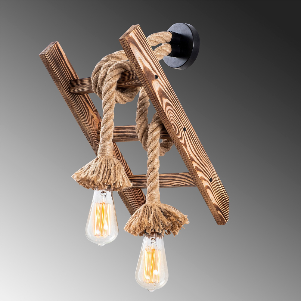 Erebos 2 Light Wooden Wall Light in Oak