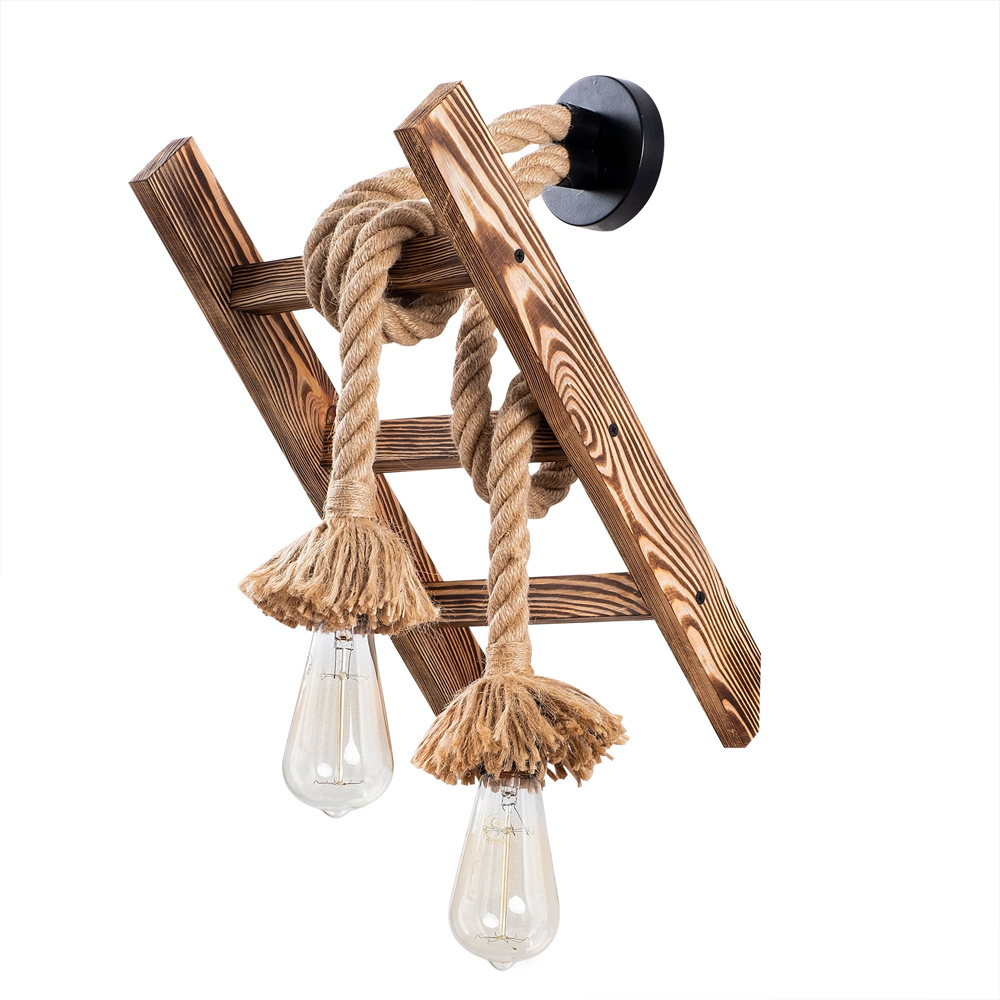 Erebos 2 Light Wooden Wall Light in Oak