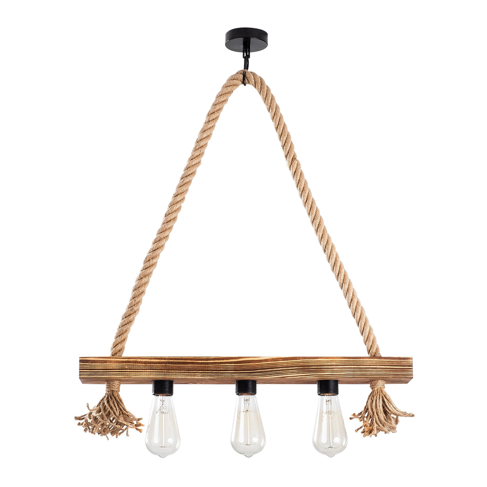 Erebos 3 Light Wooden Ceiling Pendant Light in Oak