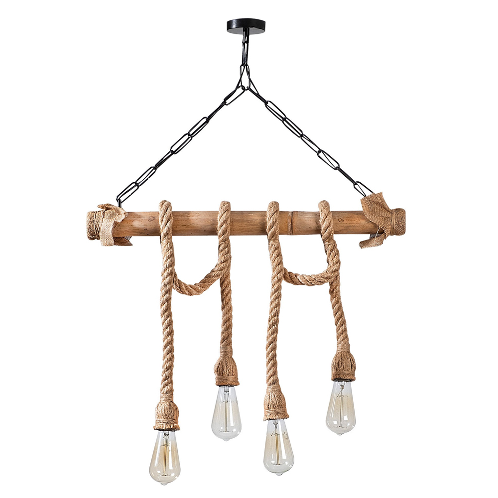Erebos 4 Light Wooden Ceiling Pendant Light in Oak