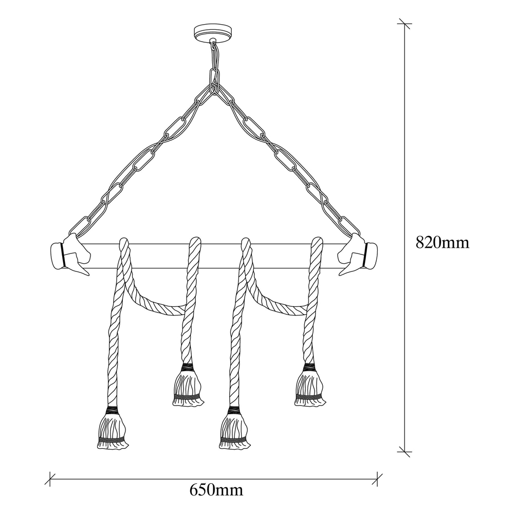 Erebos 4 Light Wooden Ceiling Pendant Light in Oak