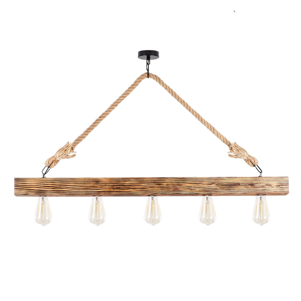 Erebos 5 Light Wooden Ceiling Pendant Light in Oak