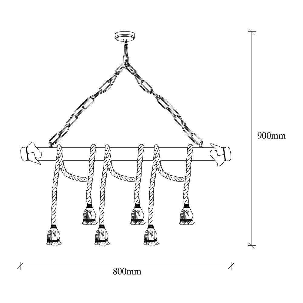 Erebos 6 Light Wooden Ceiling Pendant Light in Oak