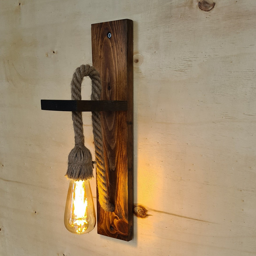 Erebos Large Wooden Wall Light in Walnut