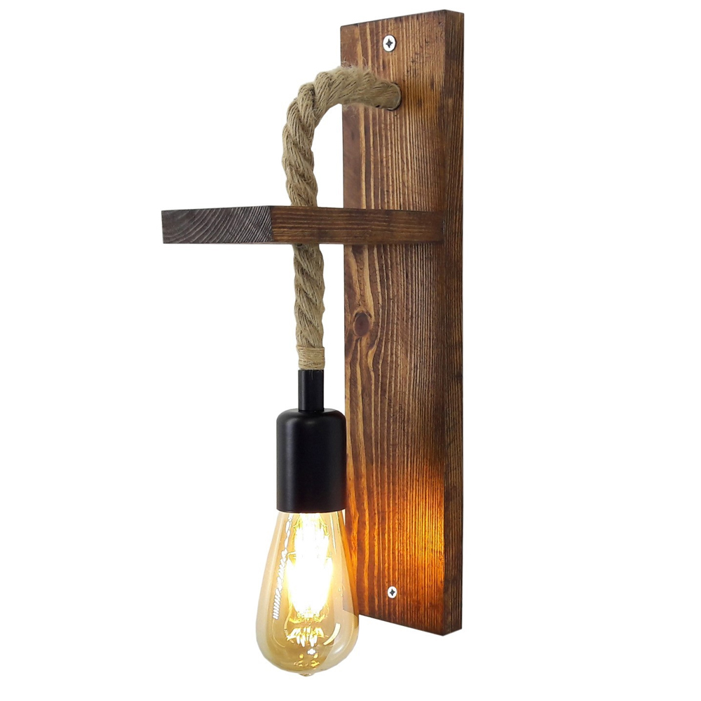 Erebos Small Wooden Wall Light in Walnut