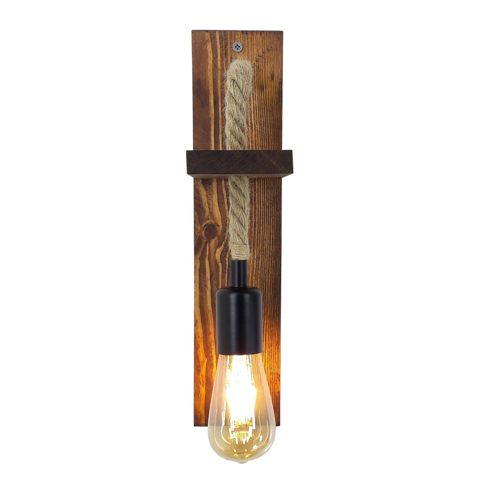 Erebos Small Wooden Wall Light in Walnut