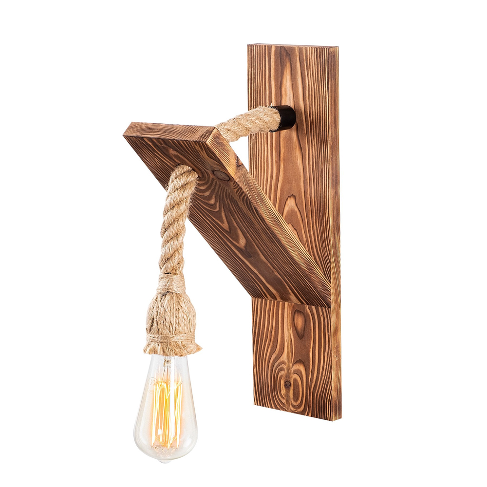 Erebos Wooden Rope Wall Light in Oak