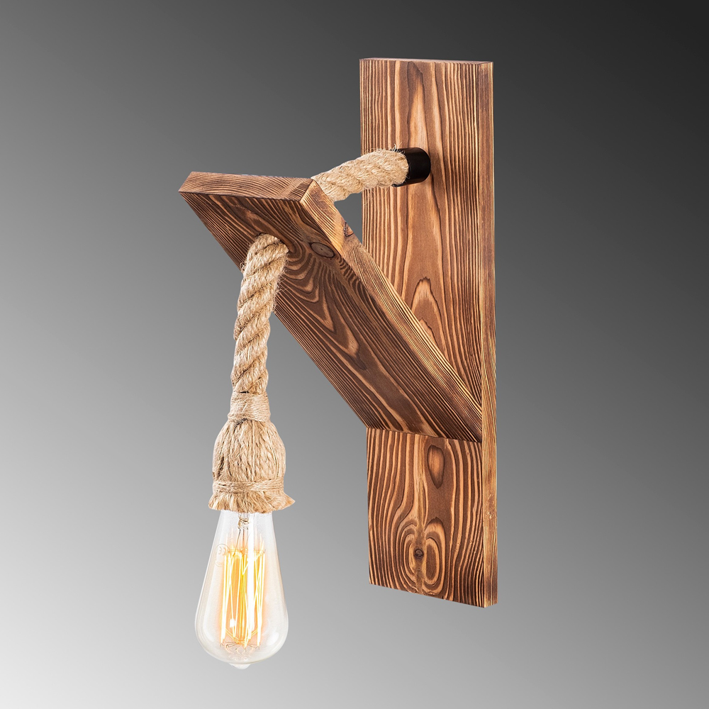 Erebos Wooden Rope Wall Light in Oak