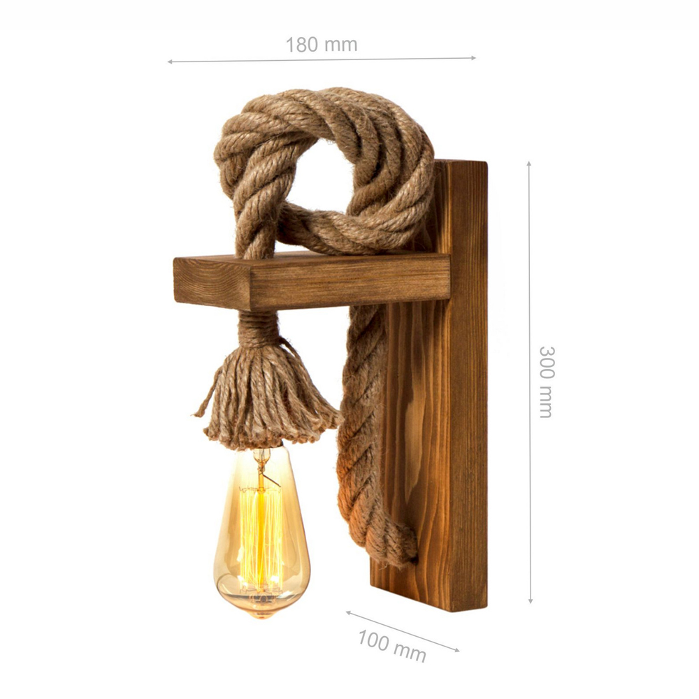 Erebos Wooden Wall Light in Brown and Gold