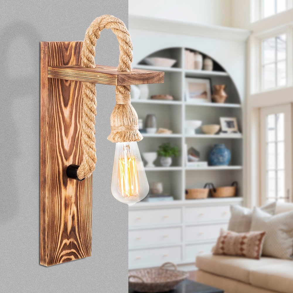Erebos Wooden Wall Light in Brown