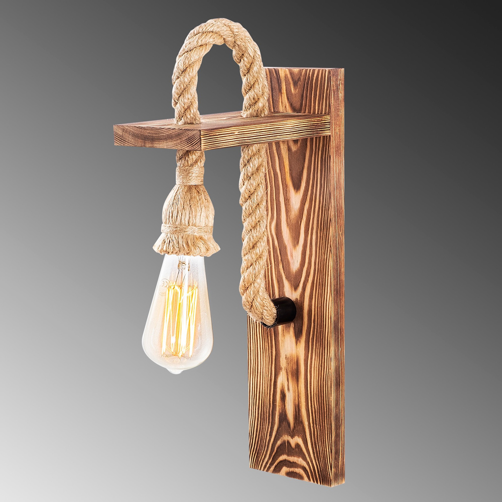 Erebos Wooden Wall Light in Brown