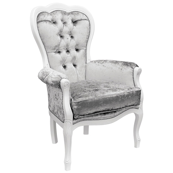 Read more about Erela three arc silver crush fabric lounge chair in white