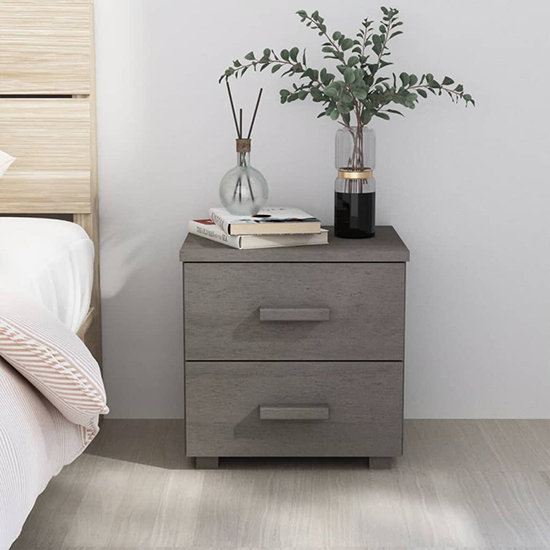 Product photograph of Erez Solid Pinewood Bedside Cabinet In Light Grey from Furniture in Fashion