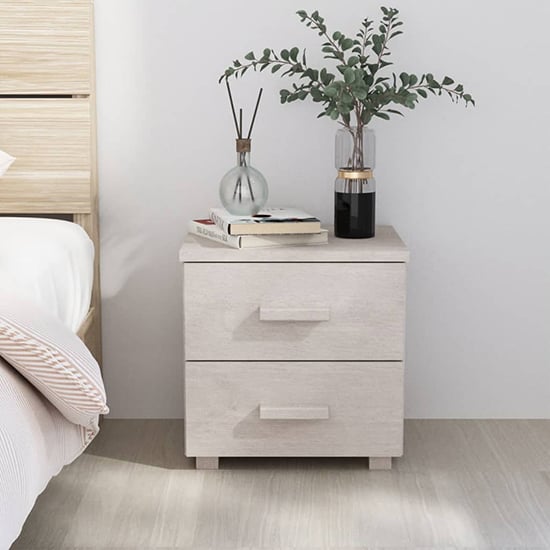 Read more about Erez solid pinewood bedside cabinet in white