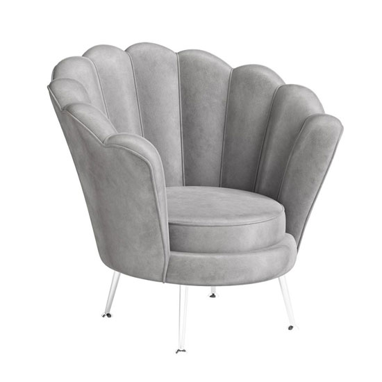 Read more about Ecton velvet fabric lounge chair in silver grey