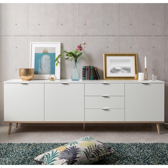 Eridanus Large Wooden Sideboard In White And Sonoma Oak_1