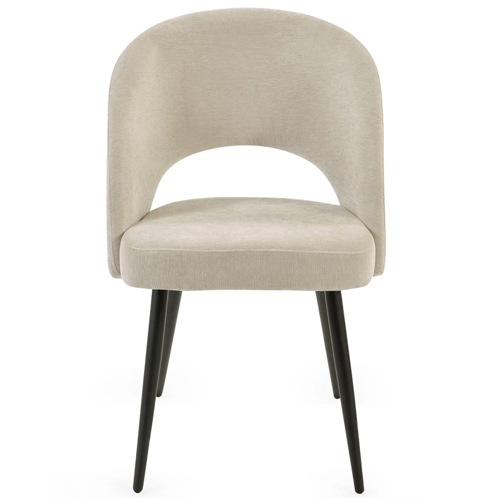 Erie Beige Velvet Dining Chairs With Black Metal Legs - Pair