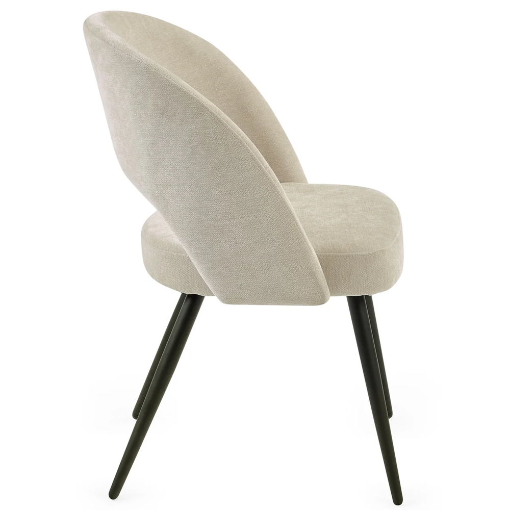 Erie Beige Velvet Dining Chairs With Black Metal Legs - Pair