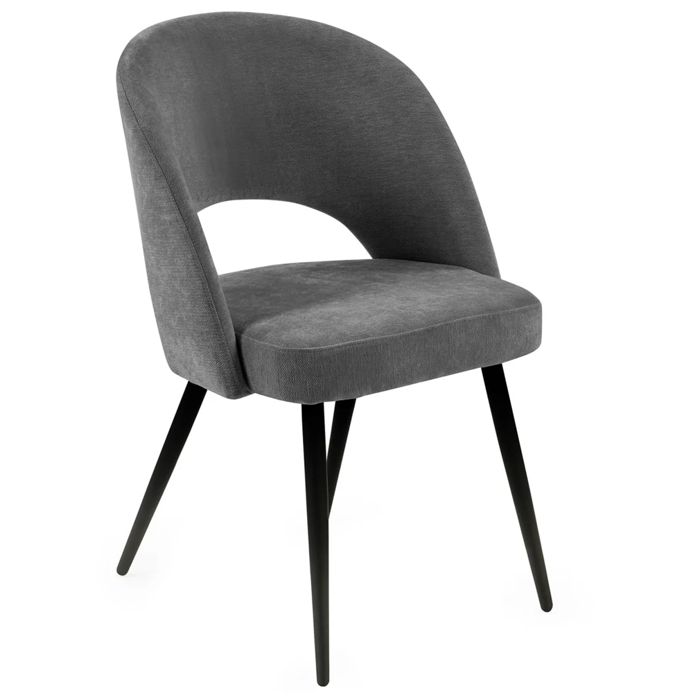 Erie Grey Velvet Dining Chairs With Black Metal Legs - Pair